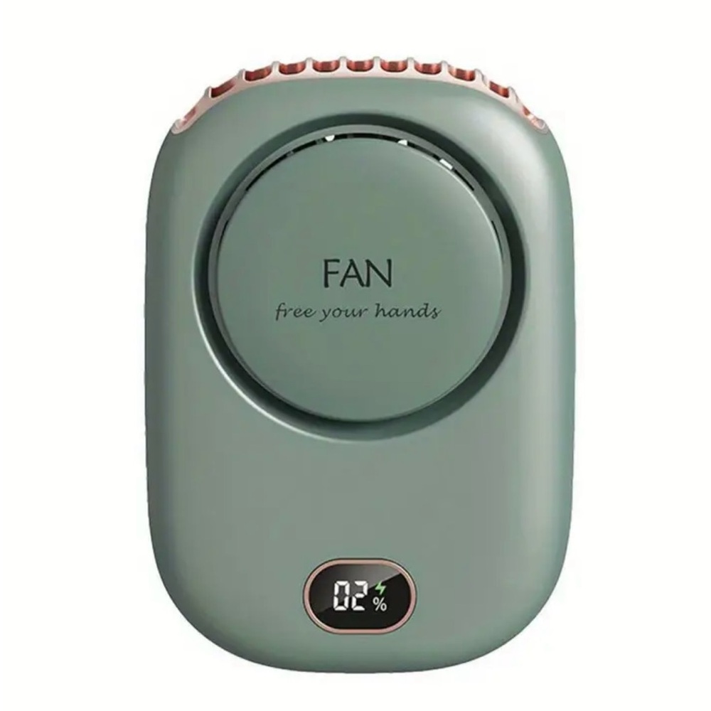 Portable Hanging Neck Fan Mini Wearable Sport Fan 3 Speed USB Rechargeable Green - Picture 1 of 13